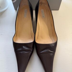 Barneys New York Dark Brown Leather Heels